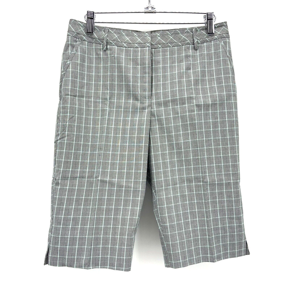 Cutter‎ Buck Golf Shorts DryTech Mint Plaid Size 2 Quick Dry Walk Pickleball NWT
